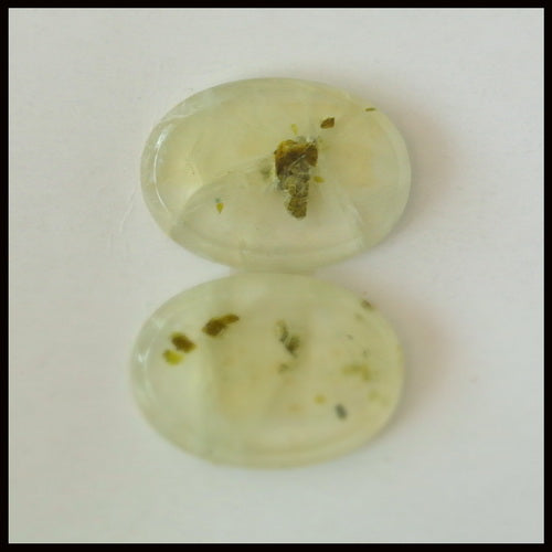 Natural Prehnite Gemstone Cabochon Pair 25x18x4mm,7.8g For Sale