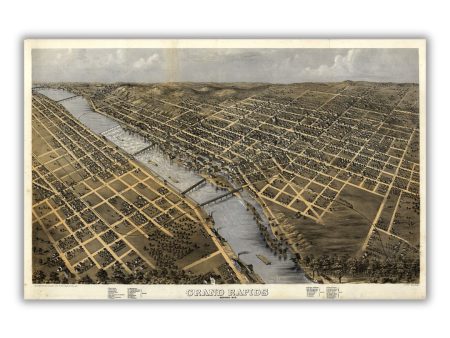 Bird s Eye View of Grand Rapids, 1868 Print Sale