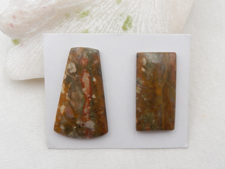 Natural Biggs Jasper Cabochons Paired 42x25x5mm, 36x18x5mm, 17.3g Sale