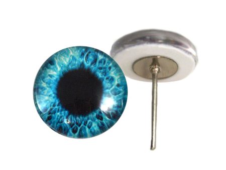 Bright Blue Human Glass Eyes on Wire Pin Posts For Sale