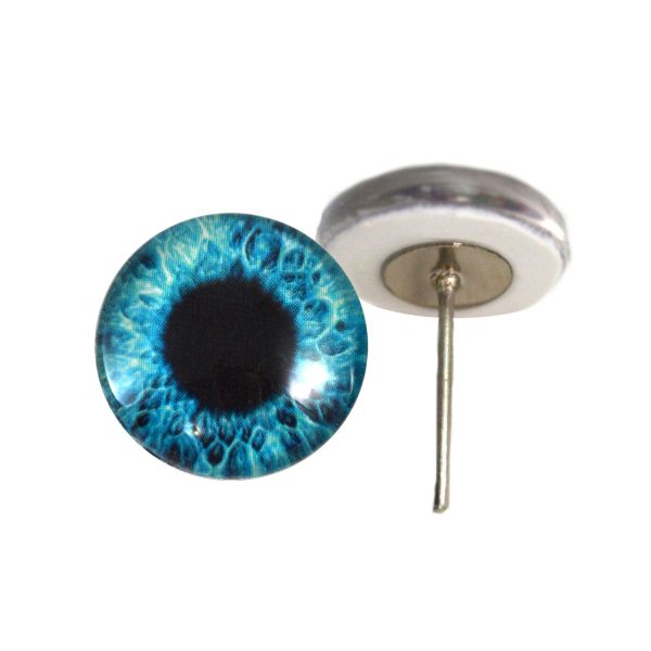 Bright Blue Human Glass Eyes on Wire Pin Posts For Sale