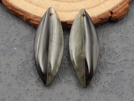 Intarsia of Labradorite and Obsidian Earring Bead 29x11x5mm, 4.2g Discount