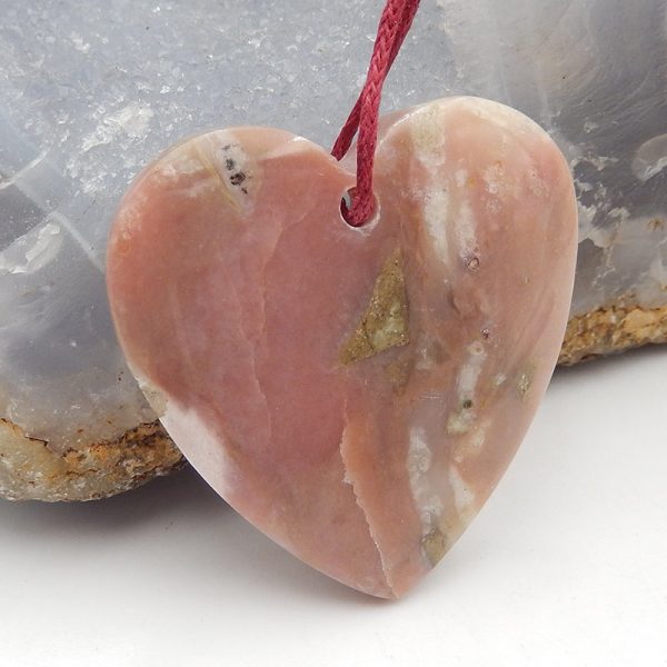 Natural Pink Opal Pendant Bead 39x38x7mm, 13g Supply