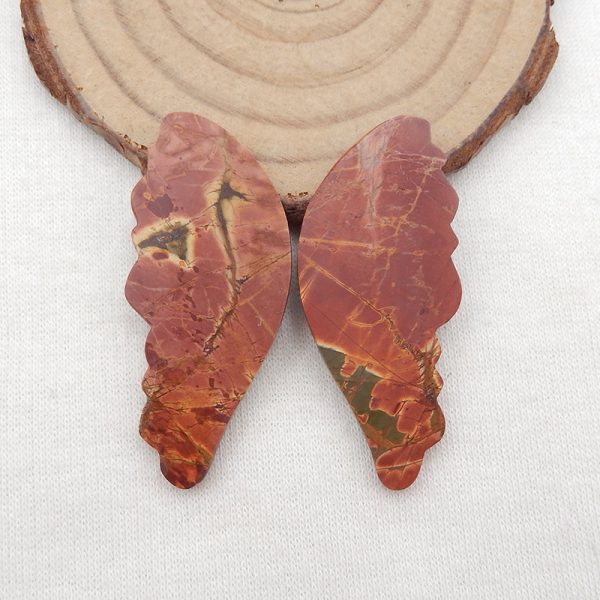 Natural Red Creek Jasper Carved butterfly wings Cabochons 43x19x4mm, 7.8g Hot on Sale