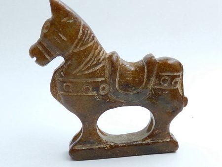 Natural Nephrite Jade Carved Acient Culture Horse 71x76x14mm, 97.2g For Sale