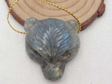 Natural Labradorite Carved Bear head Pendant Bead 36x34x13mm, 19.8g Online