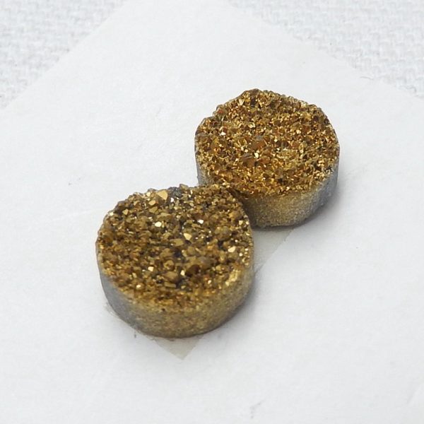 Natural Raw Golden Crystal Cabochons Paired 10x10x5mm, 1.5g Online