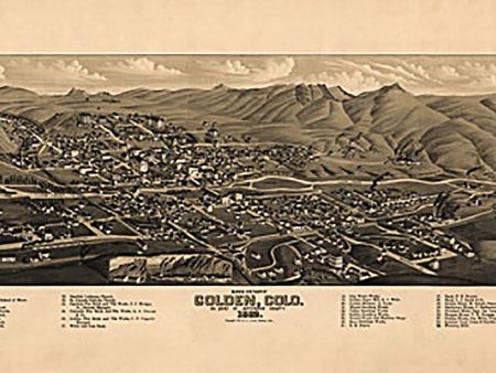 Bird s eye view of Golden Colorado, 1882 Sale