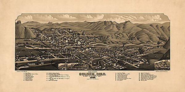 Bird s eye view of Golden Colorado, 1882 Sale