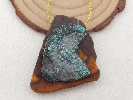 Intarsia of Turquoise and Boulder Opal Pendant Bead 38x36x15mm, 24.8g Online Hot Sale