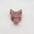 Natural Rhodonite Carved wolf head Pendant Bead 17x23x9mm, 5.5g Supply