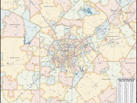 Greater San Antonio Metro Area Zip Code Map Online now