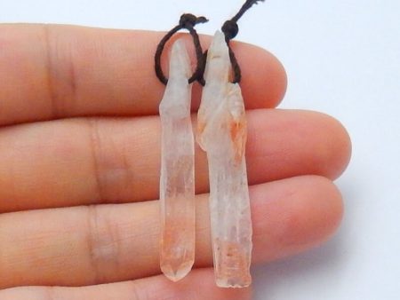 2 PCS Natural Red Quartz Pendant Beads 44x8x5mm, 41x5x4mm, 3.3g Online Hot Sale