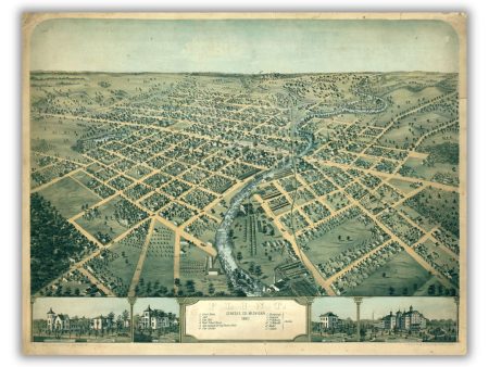 Bird s Eye View of Flint, 1867 Print on Sale