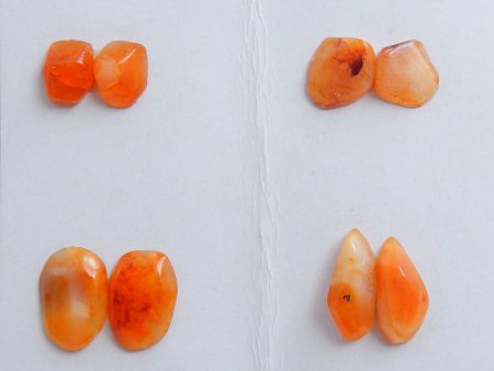 4 Pairs Red Agate Cabochons 9x7x3mm, 13x9x3mm, 4g Online Hot Sale