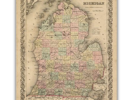 Map of Michigan, 1855 Print Online now