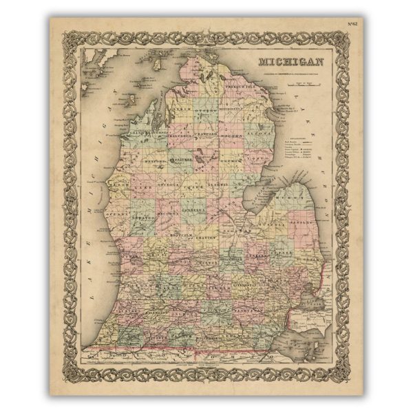 Map of Michigan, 1855 Print Online now