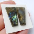 Natural Labradorite Cabochons Paired 26x14x5mm, 7.1g Online now