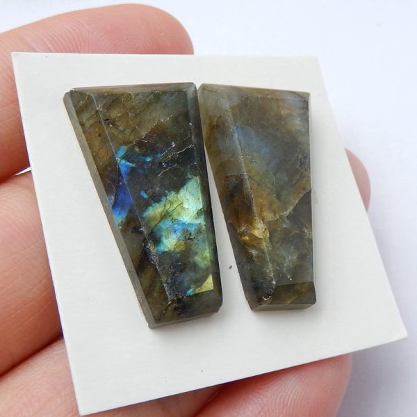 Natural Labradorite Cabochons Paired 26x14x5mm, 7.1g Online now