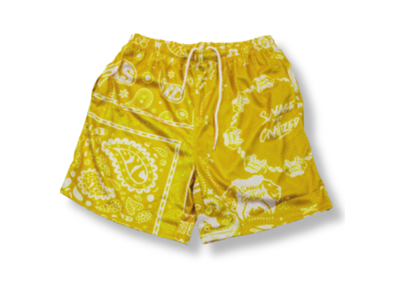 Paisleys Mesh Shorts  Mustard  For Discount