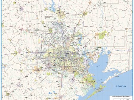 Greater Houston Metro Area Wall Map For Cheap