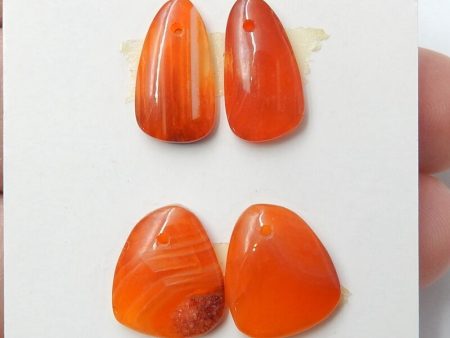 2 Pairs Natural Red Agate Pendant Beads 14x7x3mm, 13x11x3mm, 2.5g Supply