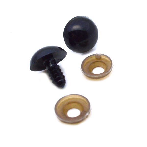 16mm Solid Black Plastic Safety Eyes on Sale