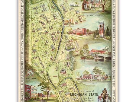 A Pictorial Rendu of Michigan State, 1955 Print For Sale