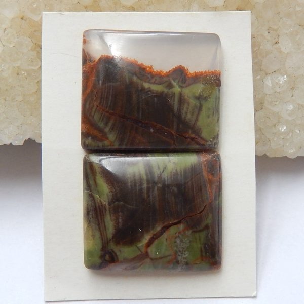 Natural Mushroom Jasper Cabochons Paired 19x16x4mm, 4.5g Discount