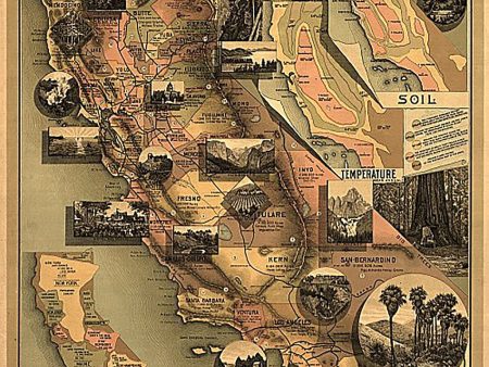 The Unique Map of California, 1888 For Sale