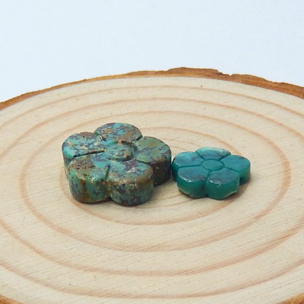 2 PCS Natural Turquoise Cabochons Paired 14x5mm, 10x2mm, 1.9g Discount