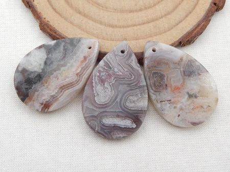 3 PCS Natural Crazy Lace Agate Pendant Beads 29x19x4mm, 11.6g Online Sale