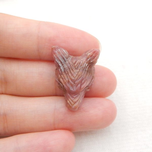 Natural Rhodonite Carved wolf head Pendant Bead 17x23x9mm, 5.5g Supply