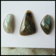 3 PCS Natural Labradorite Cabochons 28x18x5mm, 22x13x6mm, 8.7g Supply