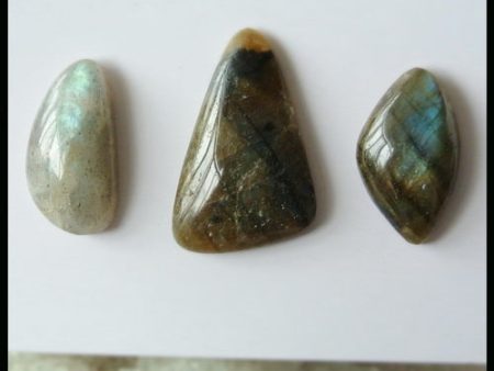 3 PCS Natural Labradorite Cabochons 28x18x5mm, 22x13x6mm, 8.7g Supply