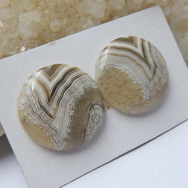 Natural Crazy Lace Agate Cabochons Paired 20x4mm, 5.5g Cheap