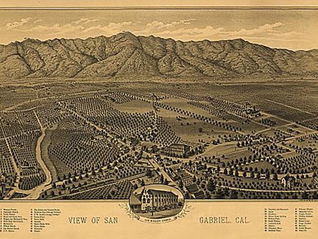 View of San Gabriel, California by D D Morse, 1893 on Sale