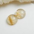 Natural Gold Rutilated Quartz Cabochons Paired 8x4mm, 1.3g Cheap