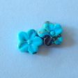 Natural Turquoise Carved flower Cabochons Paired 7x3mm, 0.4g on Sale