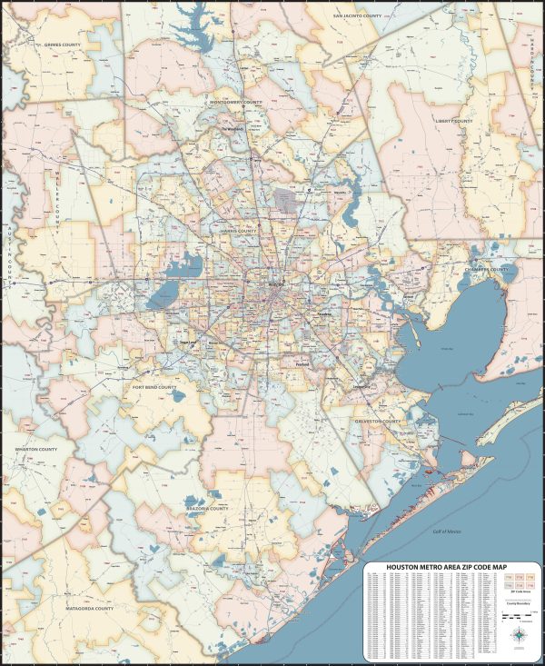 Greater Houston Metro Area ZIP Code Map For Discount