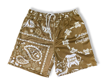 *NEW*SYC Paisleys Mesh Shorts  Mocha Dream  Supply