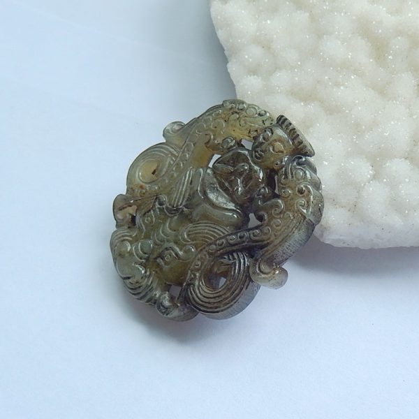 Natural Nephrite Jade Carved Chinese Culture Figurine 51x8mm, 31.6g Hot on Sale