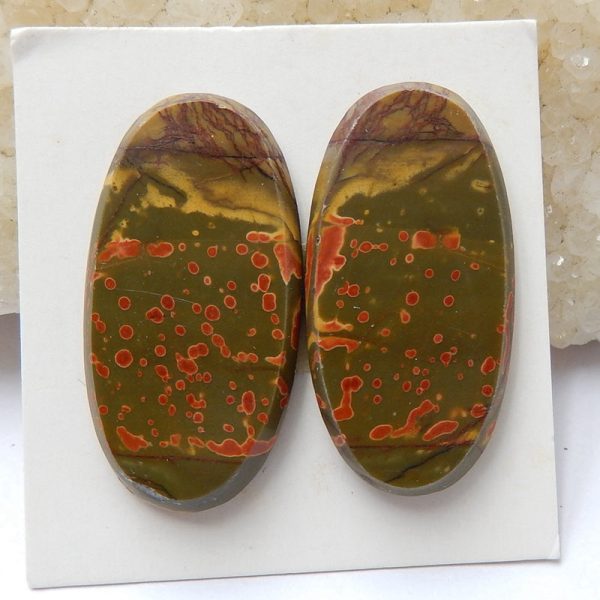 Natural Red Creek Cabochons Paired 30x15x4mm, 7.5g Fashion