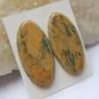 Natural Green Opal Cabochons Paired 31x15x3mm, 5.7g Discount