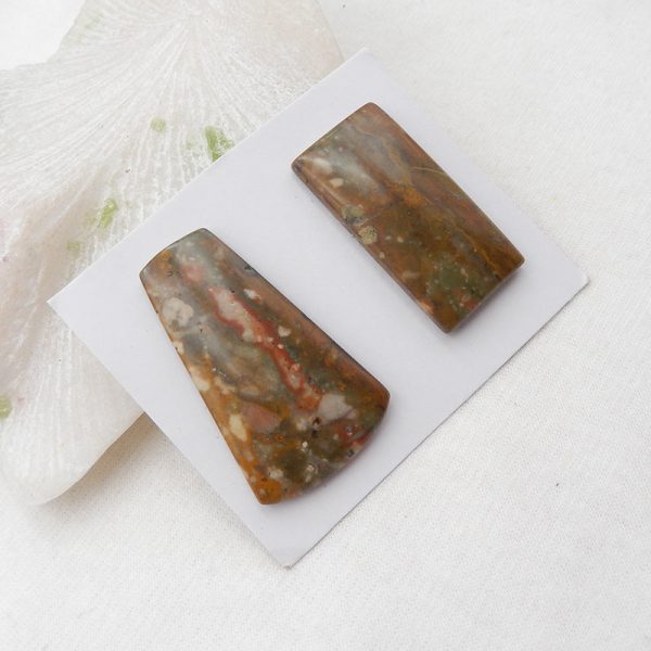 Natural Biggs Jasper Cabochons Paired 42x25x5mm, 36x18x5mm, 17.3g Sale