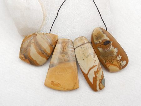 4 PCS Natural Biggs Jasper Pendant Beads 41x30x7mm, 46x30x7mm, 48.9g For Discount