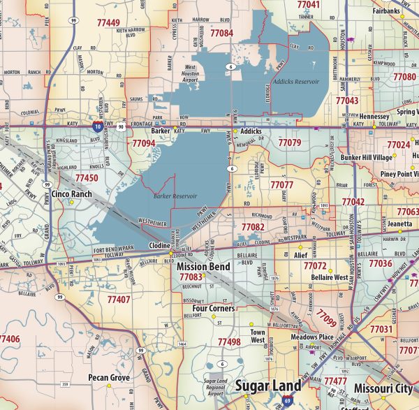 Greater Houston Metro Area ZIP Code Map For Discount