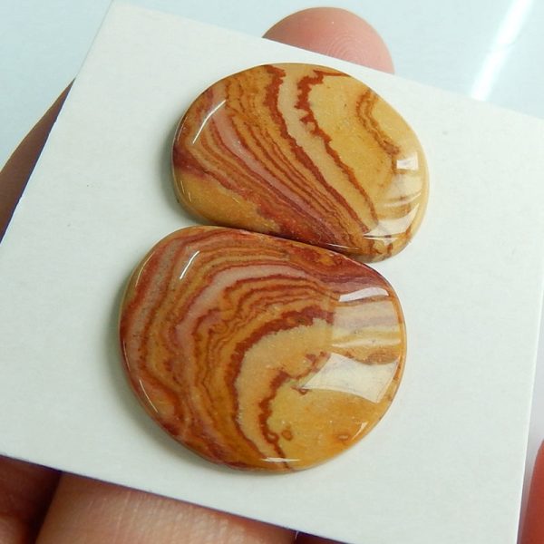 Natural Biggs Jasper Cabochons Paired 20x17x3mm, 3.4g Hot on Sale