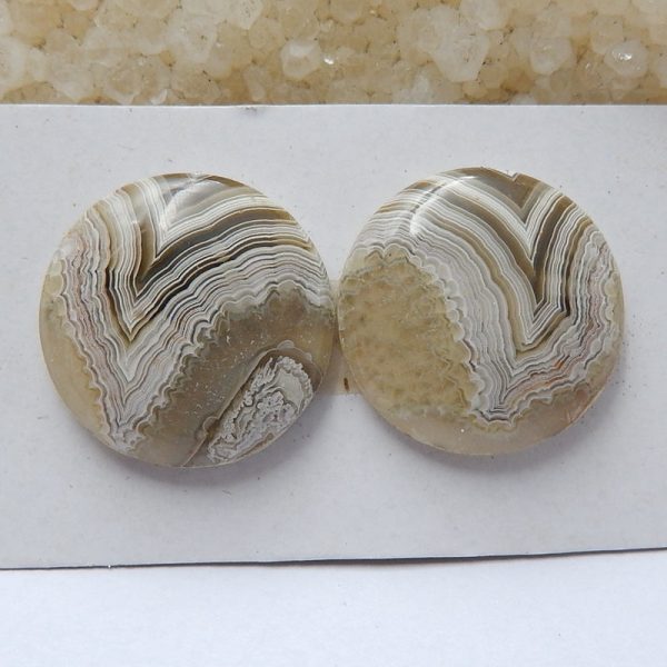 Natural Crazy Lace Agate Cabochons Paired 20x4mm, 5.5g Cheap