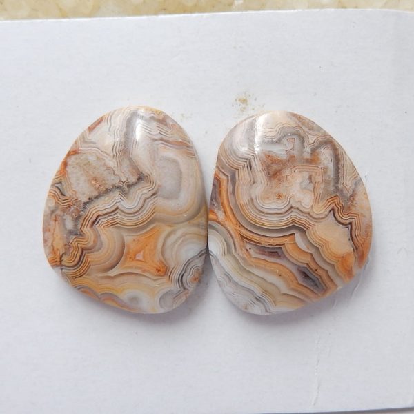 Natural Crazy Lace Agate Cabochons Paired 25x21x6mm, 9g Online